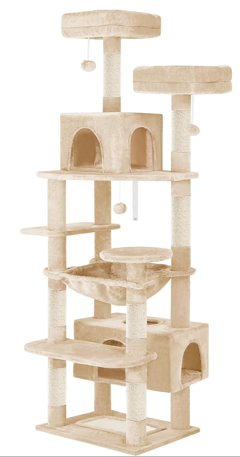 Cat Tree Tower – Plush Condo & Scratcher - Beige 180cm