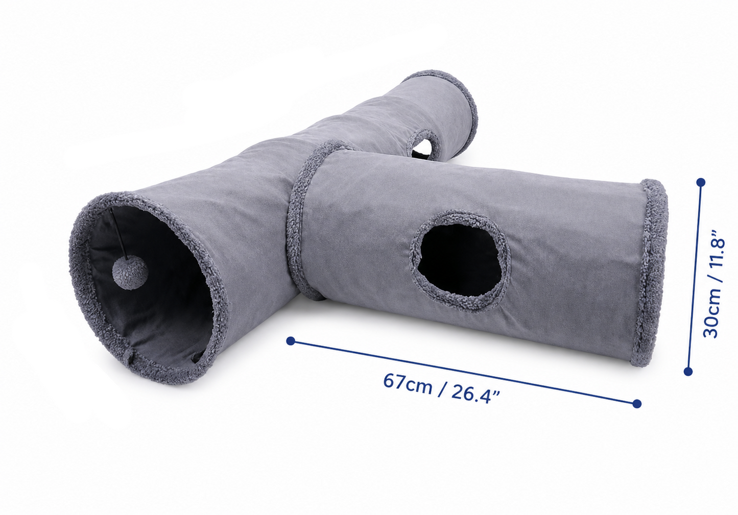 Interactive Cat Tunnel Toy – Plush Hideaway Play Tube with Ball (S:67x30cm)
