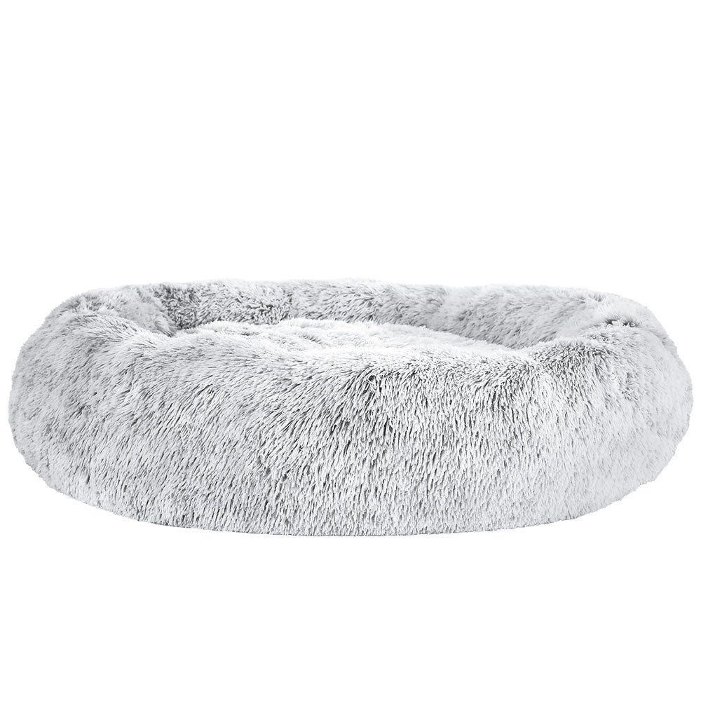 i.Pet - Calming Plush Pet Bed – Light Charcoal (dia.110cm)