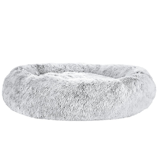 i.Pet - Calming Plush Pet Bed – Light Charcoal (dia.110cm)