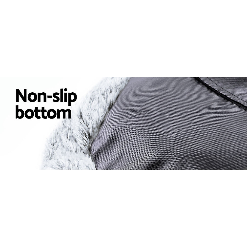 i.Pet - Calming Plush Pet Bed – Light Charcoal (dia.110cm)