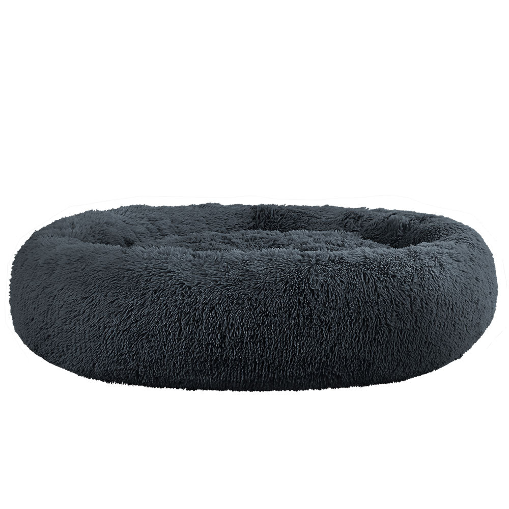 i.Pet - Calming Plush Pet Bed – Dark Grey (dia.110cm)