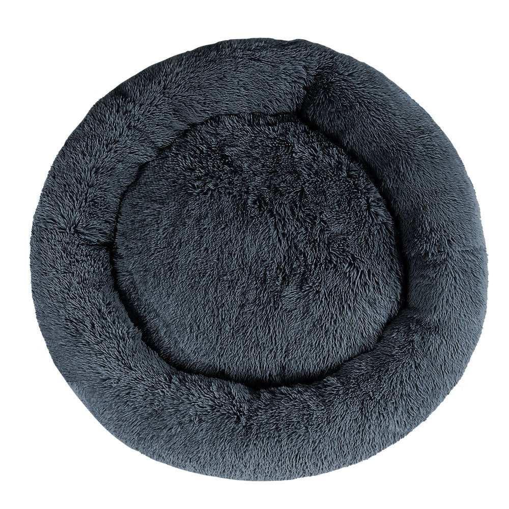 i.Pet - Calming Plush Pet Bed – Dark Grey (dia.110cm)
