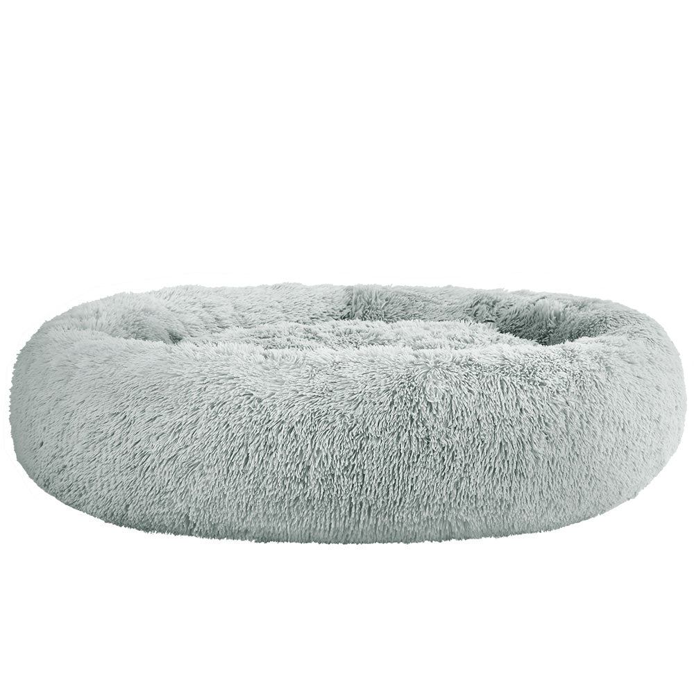 i.Pet - Calming Plush Pet Bed – Light Grey (dia.110cm)