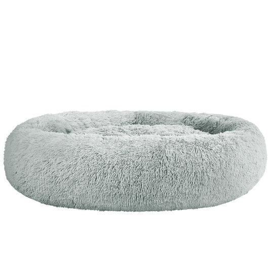 i.Pet - Calming Plush Pet Bed – Light Grey (dia.110cm)