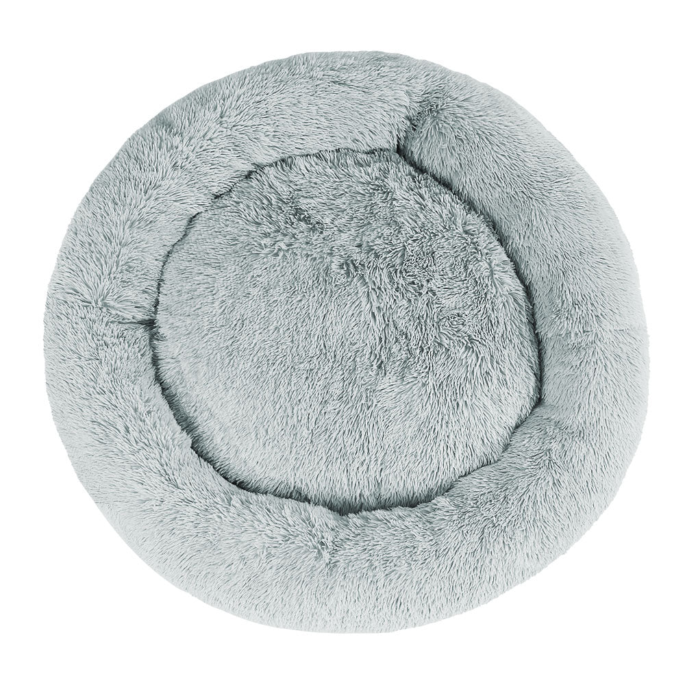 i.Pet - Calming Plush Pet Bed – Light Grey (dia.110cm)