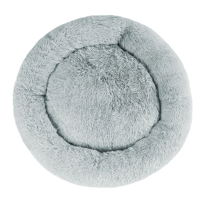 i.Pet - Calming Plush Pet Bed – Light Grey (dia.110cm)