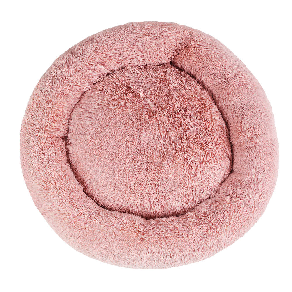 i.Pet - Calming Plush Pet Bed – Plush Pink (dia.110cm)