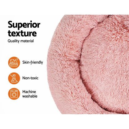 i.Pet - Calming Plush Pet Bed – Plush Pink (dia.110cm)