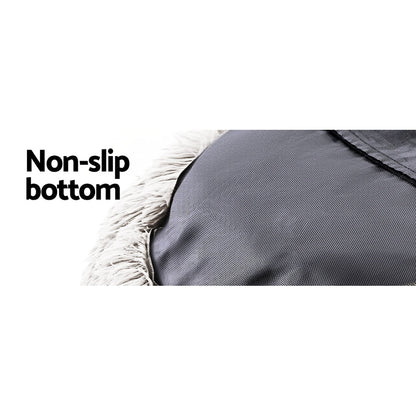 i.Pet - Calming Plush Pet Bed – White Brown (dia.110cm)