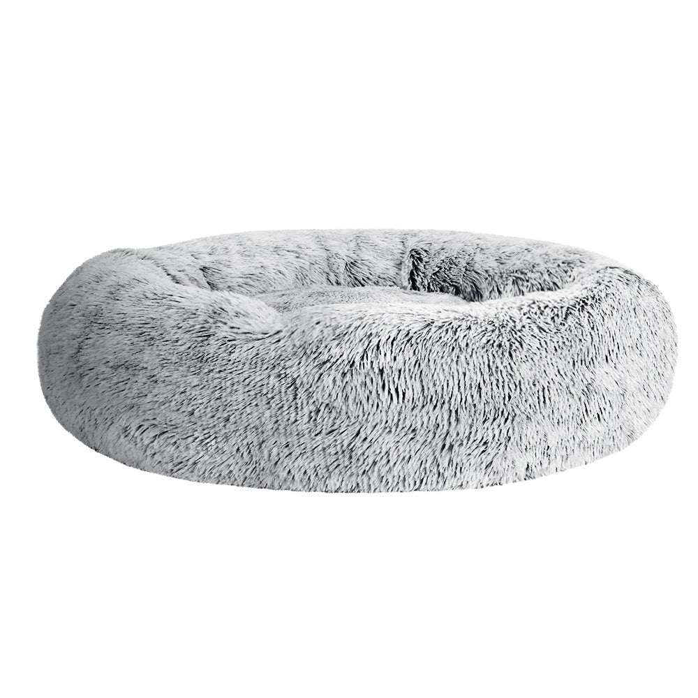 i.Pet - Calming Plush Pet Bed – Light Charcoal (dia.90cm)