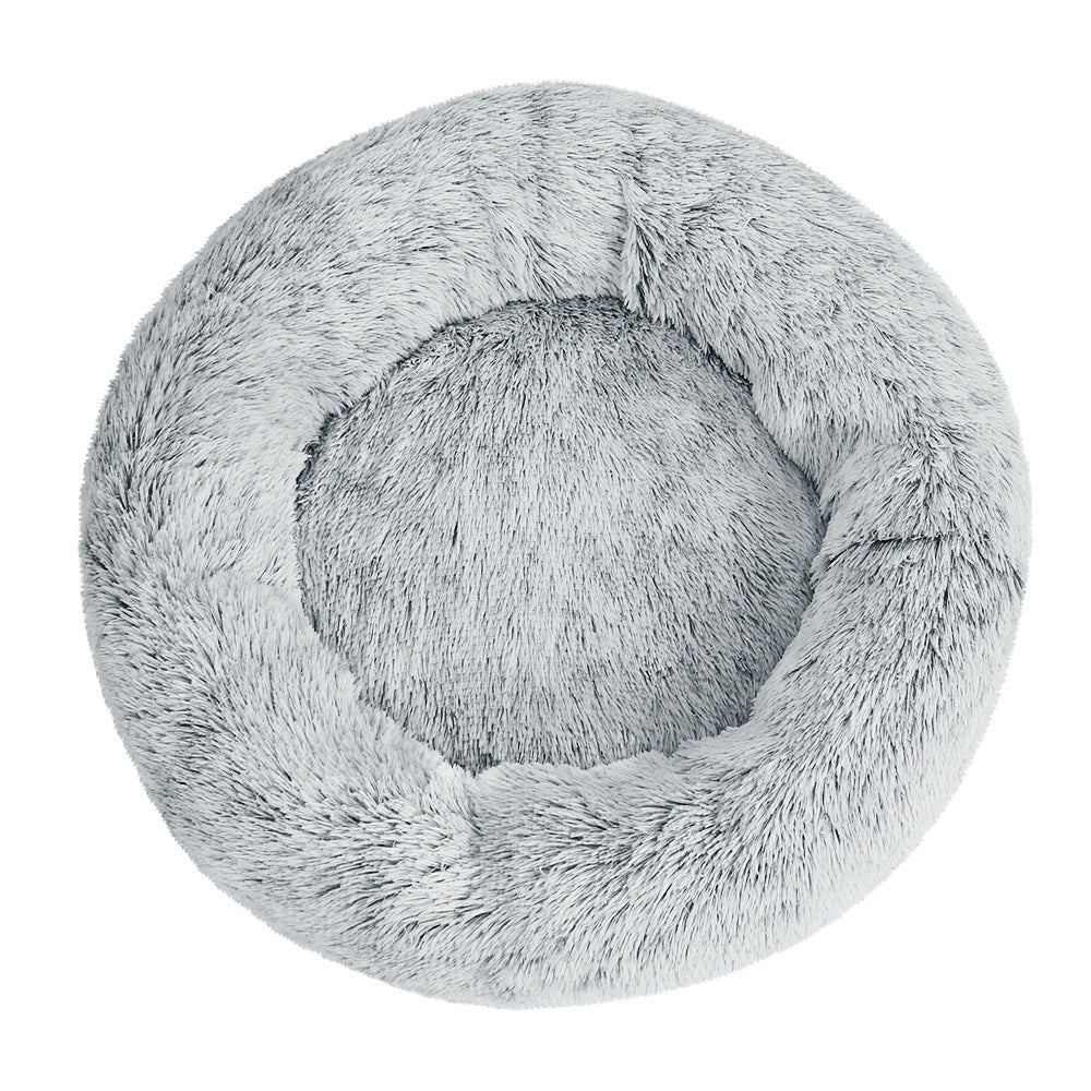 i.Pet - Calming Plush Pet Bed – Light Charcoal (dia.90cm)