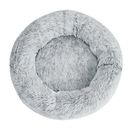 i.Pet - Calming Plush Pet Bed – Light Charcoal (dia.90cm)