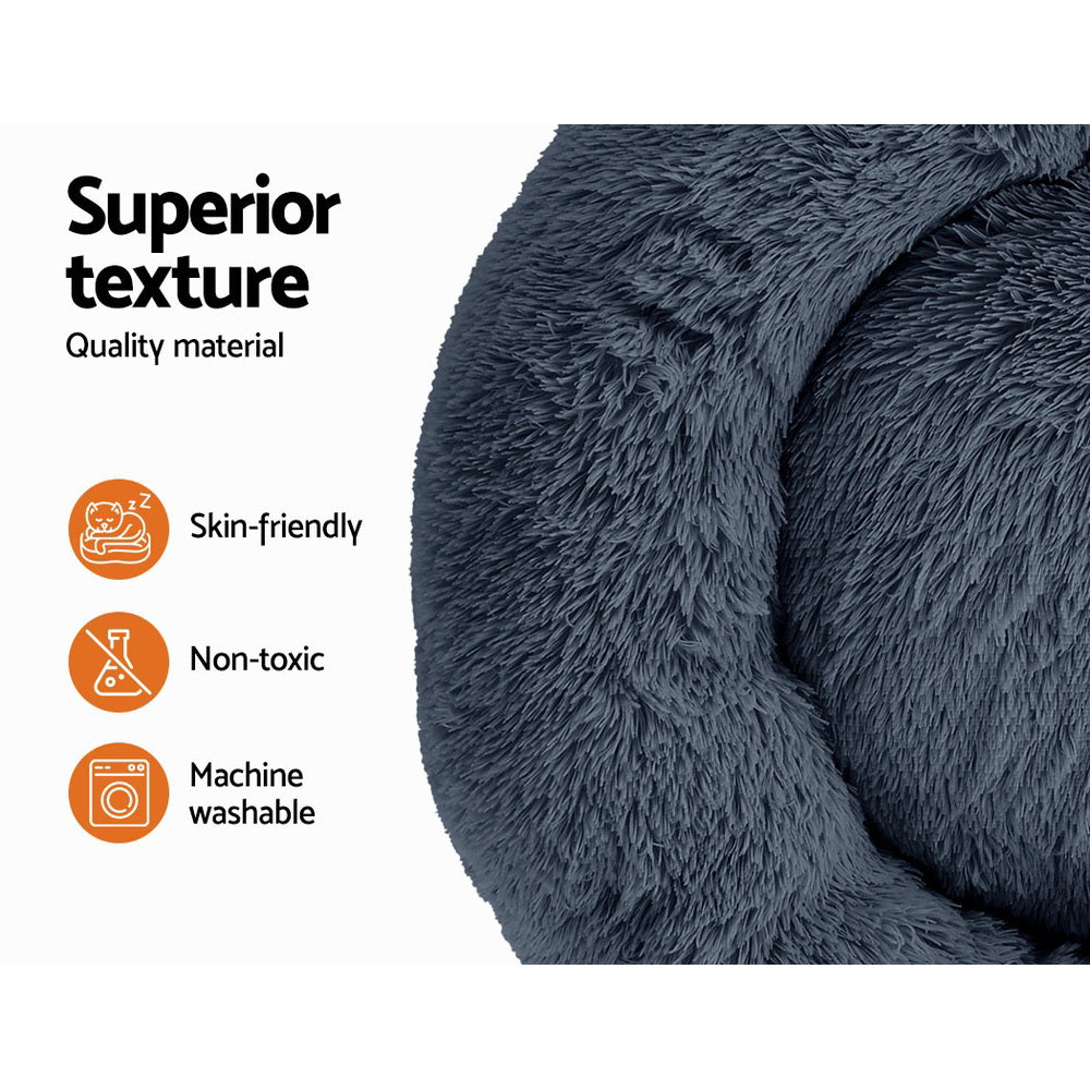 i.Pet - Calming Plush Pet Bed – Dark Grey (dia.90cm)
