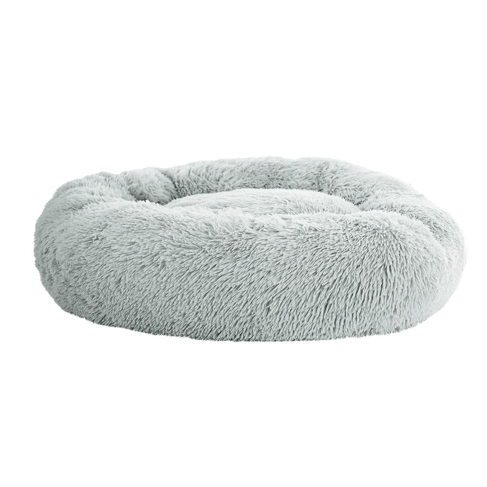 i.Pet - Calming Plush Pet Bed – Light Grey (dia.90cm)