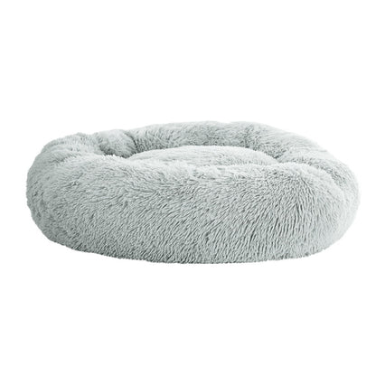 i.Pet - Calming Plush Pet Bed – Light Grey (dia.90cm)
