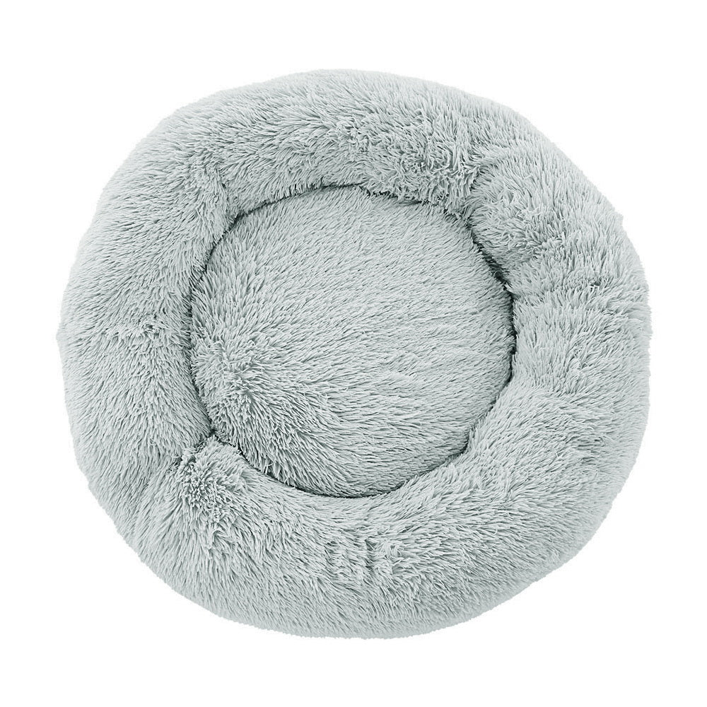 i.Pet - Calming Plush Pet Bed – Light Grey (dia.90cm)