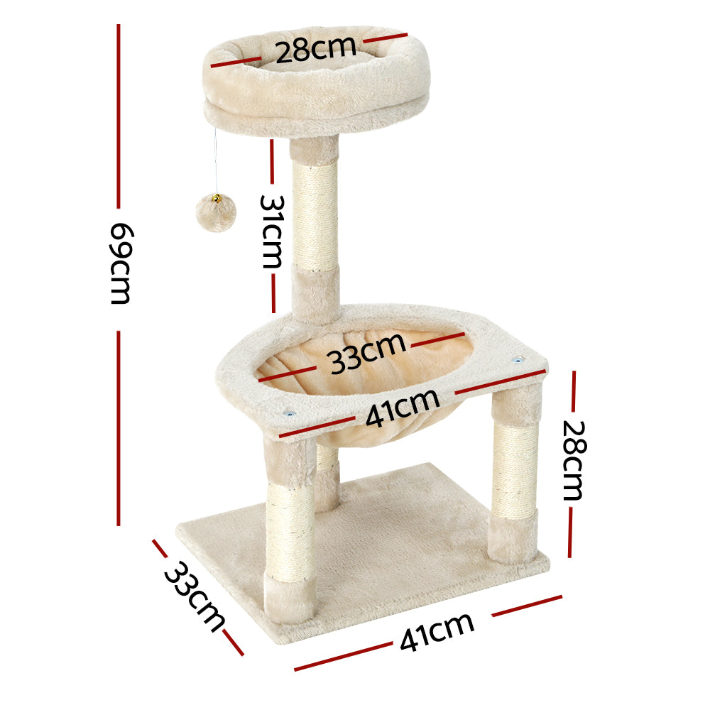 i.Pet Cat Tree Tower 69cm – Scratching Post Condo with Hammock & Bed