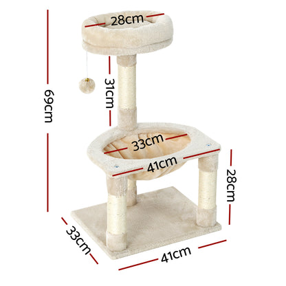 i.Pet Cat Tree Tower 69cm – Scratching Post Condo with Hammock & Bed