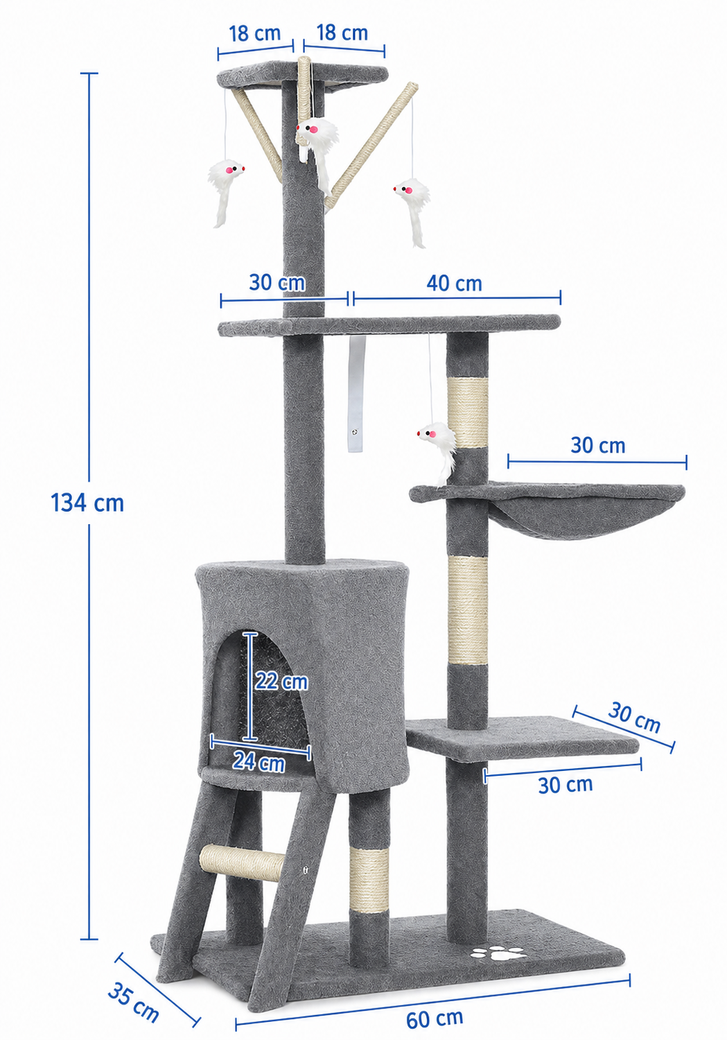 CARLA HOME Multi-Level Cat Tree with Hammock & Perch