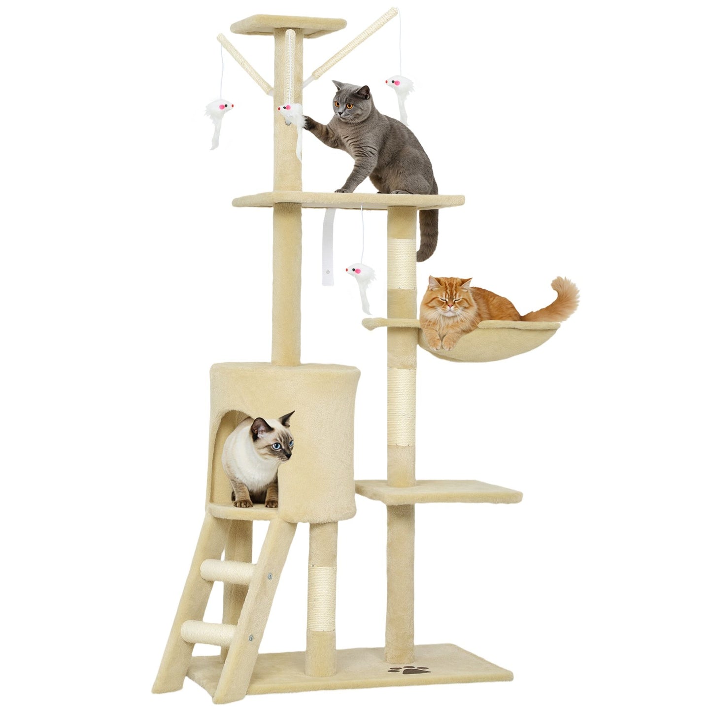 CARLA HOME Indoor Cat Tree with Hammock & Scratching Posts