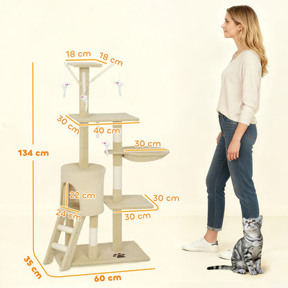 CARLA HOME Indoor Cat Tree with Hammock & Scratching Posts