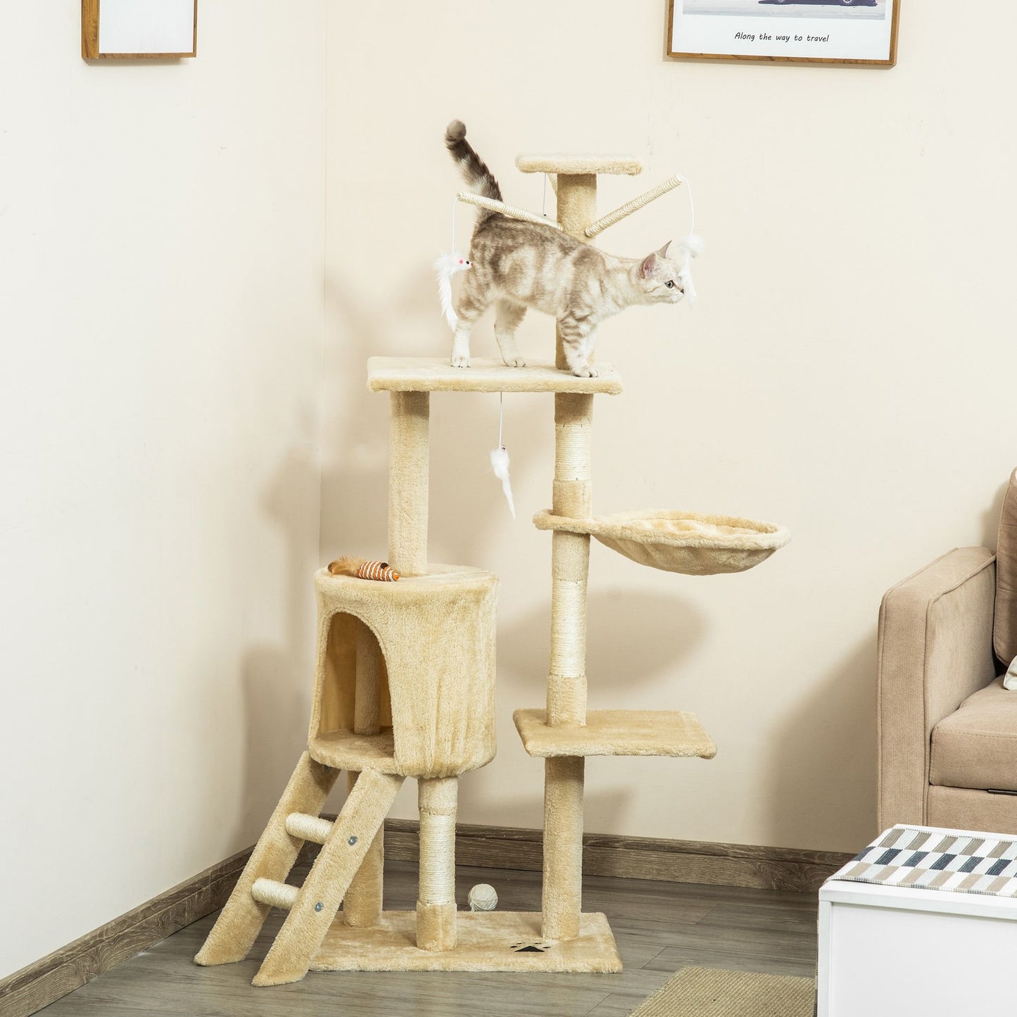 CARLA HOME Indoor Cat Tree with Hammock & Scratching Posts