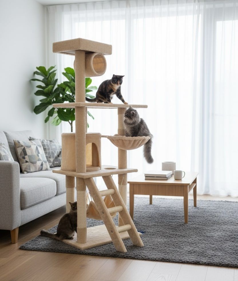 CARLA HOME Comfort Cat Tree with Perch & Hammock
