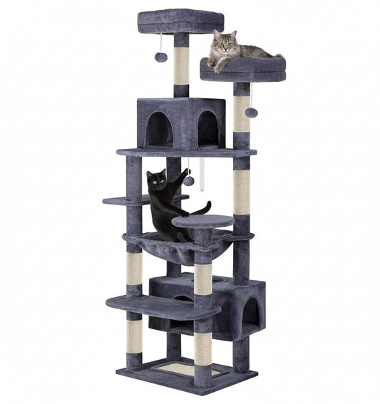 Cat Tree Tower – Plush Condo & Scratcher - Grey 180cm
