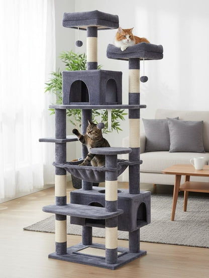 Cat Tree Tower – Plush Condo & Scratcher - Grey 180cm