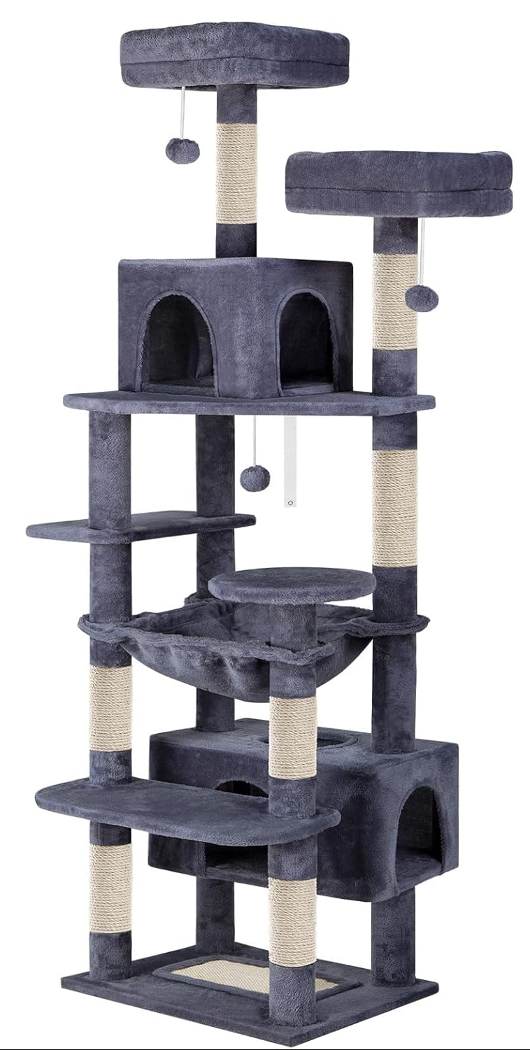 Cat Tree Tower – Plush Condo & Scratcher - Grey 180cm