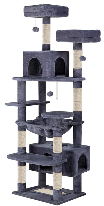 Cat Tree Tower – Plush Condo & Scratcher - Grey 180cm