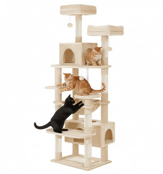 Cat Tree Tower – Plush Condo & Scratcher - Beige 180cm