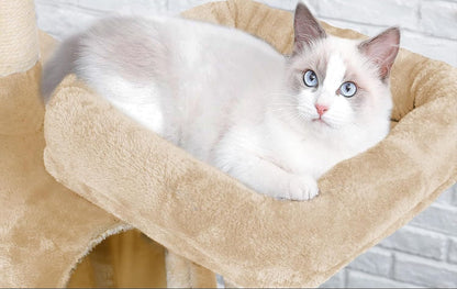 Cat Tree Tower – Plush Condo & Scratcher - Beige 180cm