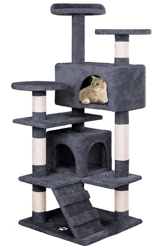 Multi-Level Cat Tree Tower - Dark Grey 134cm