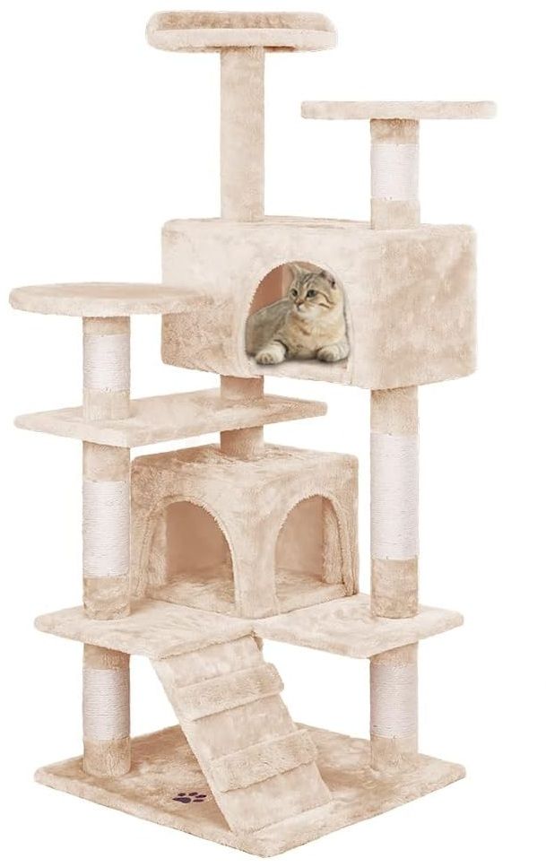 Multi-Level Cat Tree Tower - Beige 134cm