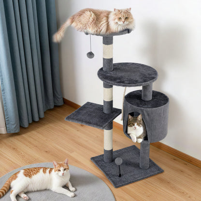Cat Tree Tower - Condo & Scratch Post - Dark Grey 112cm