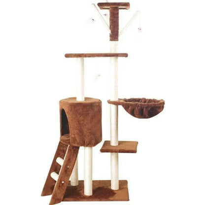 Cat Tree Tower – Dual Condos & Climbing Ramps - Brown 135cm