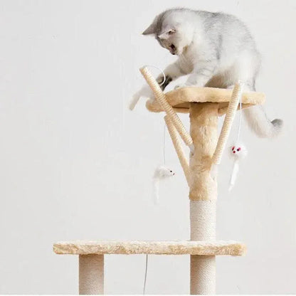 Cat Tree Tower – Dual Condos & Climbing Ramps - Brown 135cm