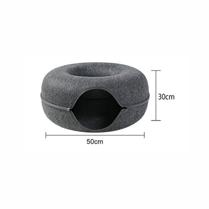 Felt Cat Bed with Tunnel – Dark Grey