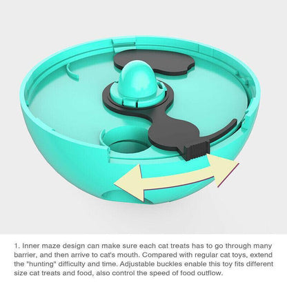 Interactive Cat Treat Dispenser Ball – Slow Feeding Puzzle Toy (Green)