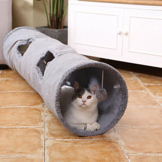 Interactive Cat Tunnel Toy – Plush Hideaway Play Tube with Ball (M:130x30cm)