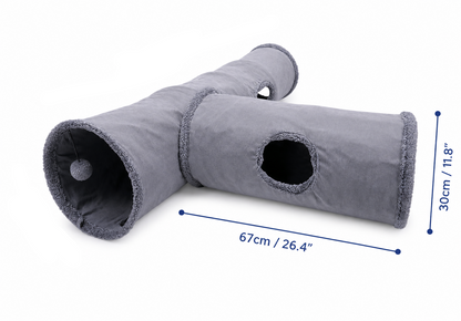 Interactive Cat Tunnel Toy – Plush Hideaway Play Tube with Ball (S:67x30cm)