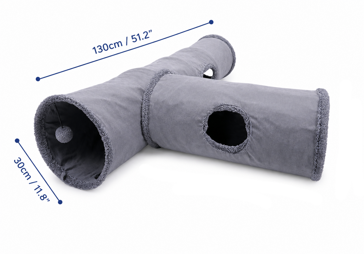 Interactive Cat Tunnel Toy – Plush Hideaway Play Tube with Ball (M:130x30cm)