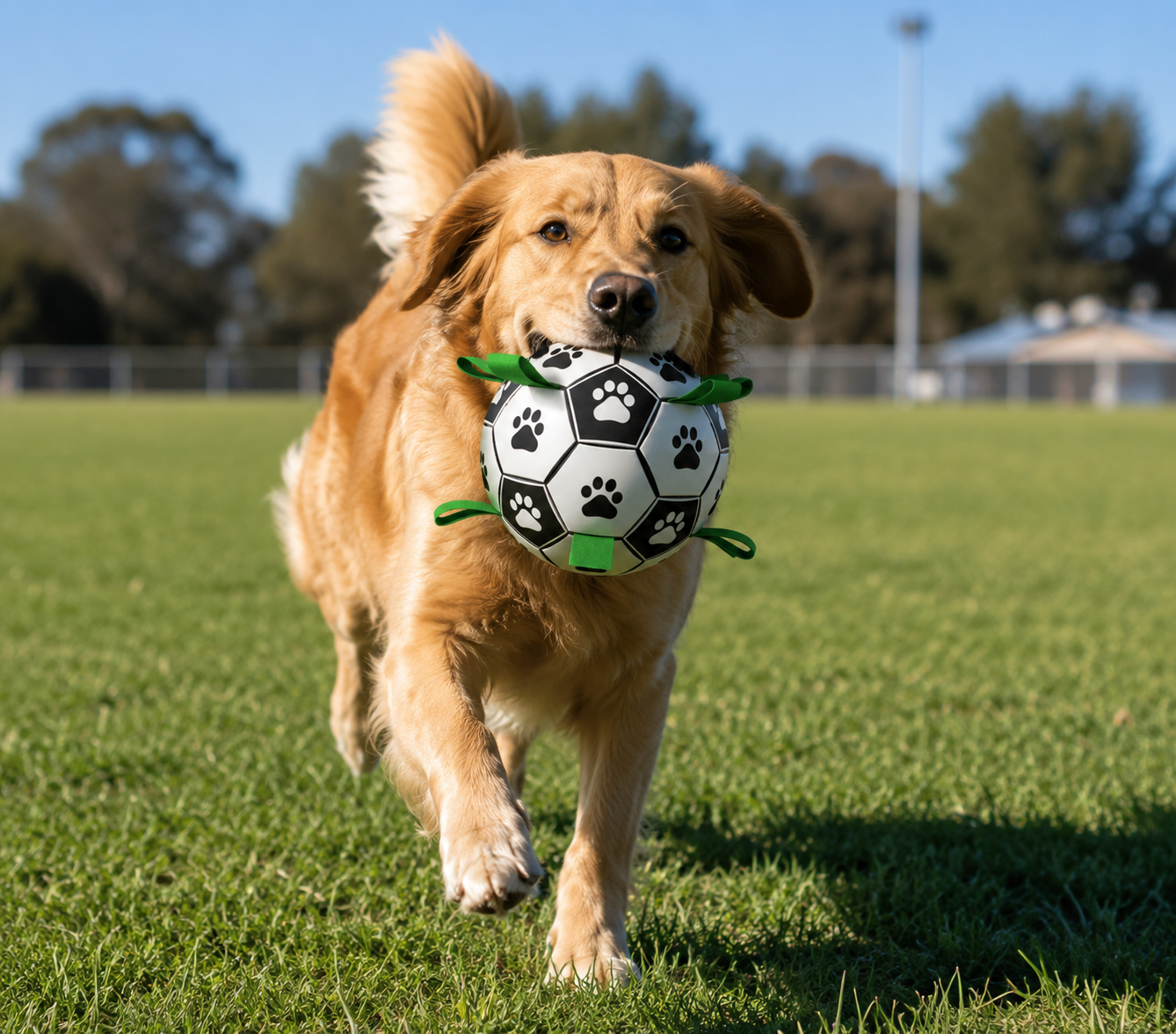 Interactive Dog Soccer Ball – Outdoor Tug & Training Ball
